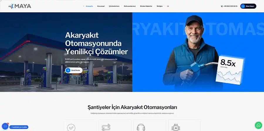 Maya Otomasyon kurumsal web sitesi tasarımı