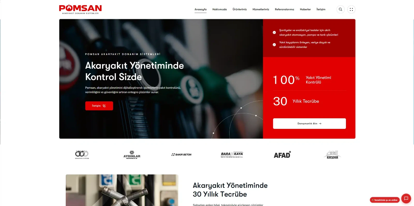 Pomsan Akaryakıt kurumsal web sitesi tasarımı