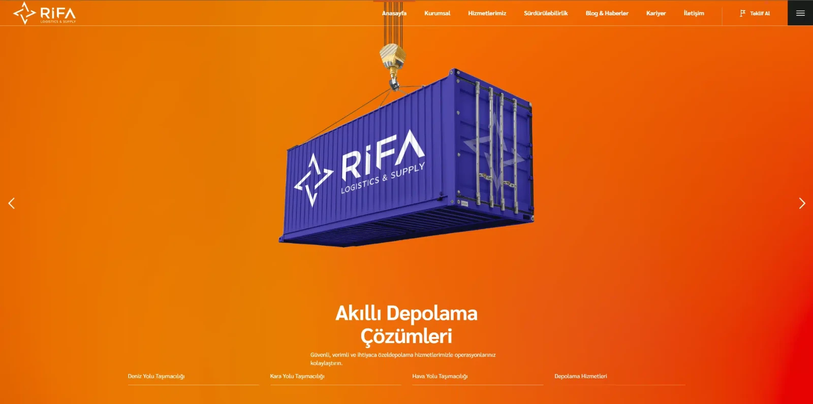 Rifa Logistics lojistik web sitesi tasarımı